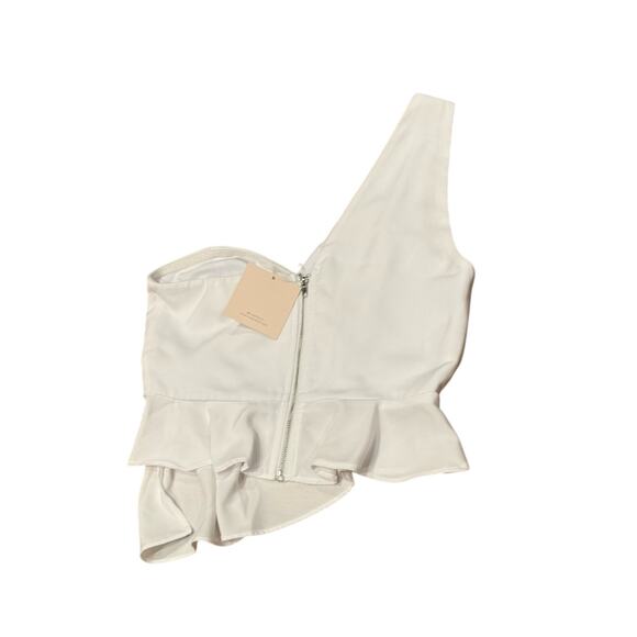 NWT Revolve Superdown Small White Karlie One Shoulder top crop ruffled Clubwear - Picture 8 of 11